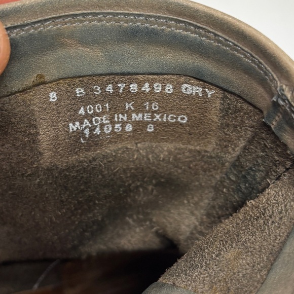 Frye Gray Leather Engineer Ankle Boots Size 8 Made in Mexico - Picture 12 of 14